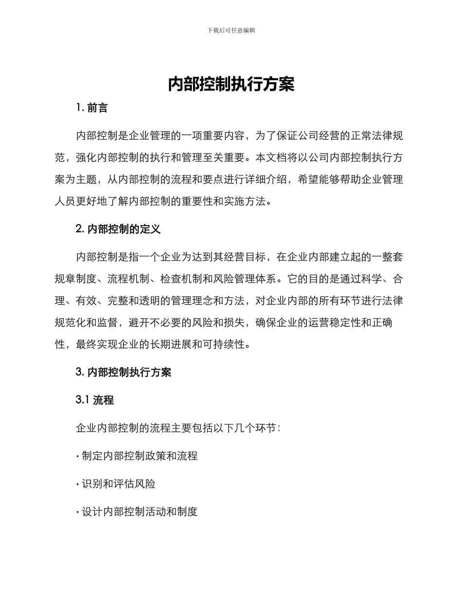 内部控制执行方案_第1页