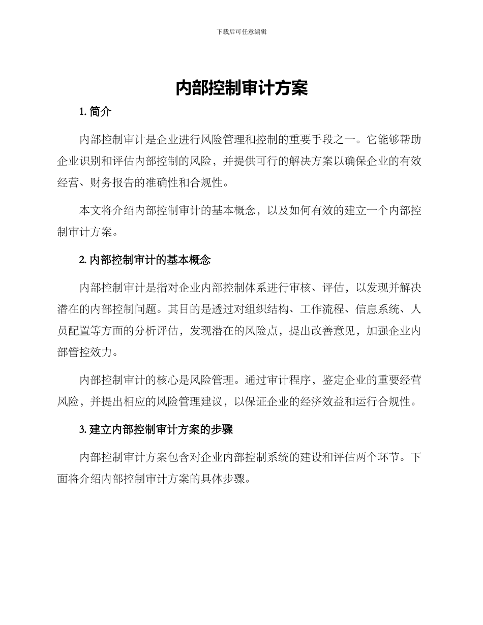 内部控制审计方案_第1页