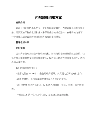 内部管理组织方案