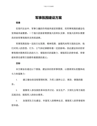 军事氛围建设方案
