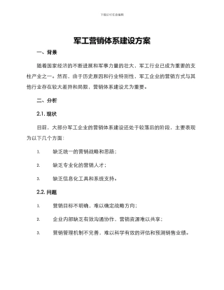 军工营销体系建设方案