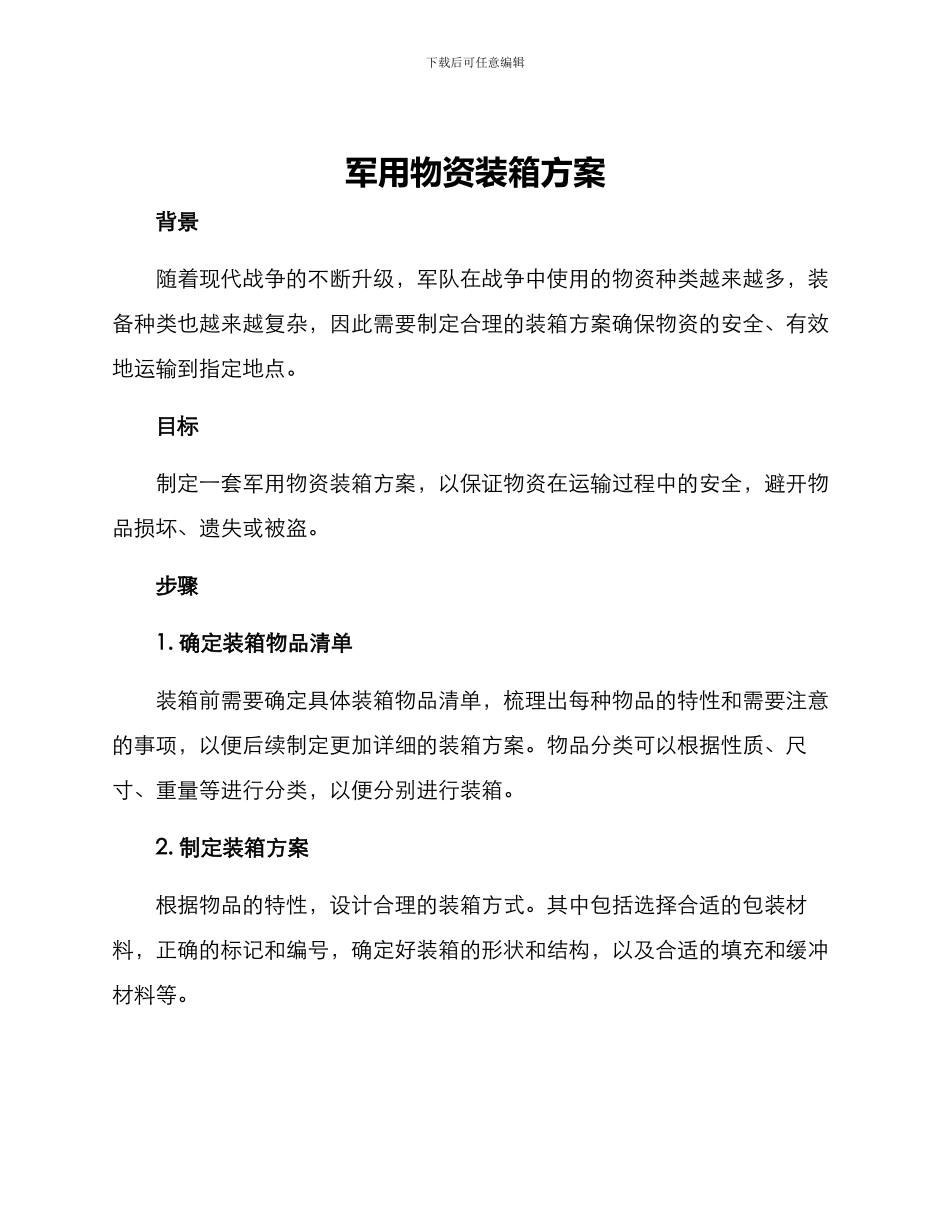 军用物资装箱方案_第1页