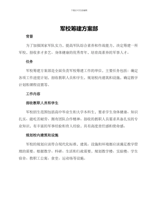军校筹建方案部
