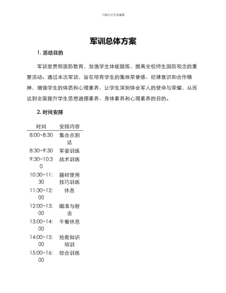 军训总体方案