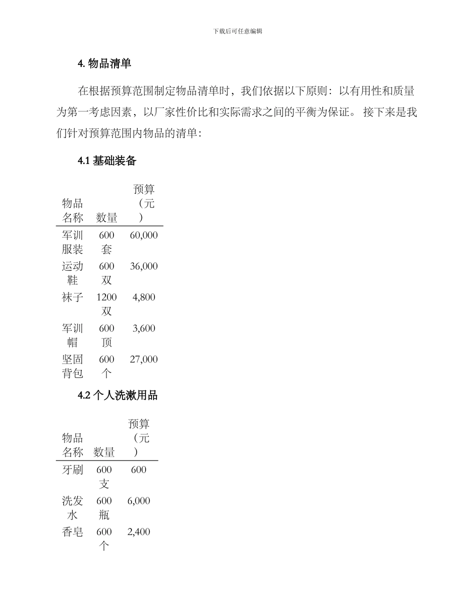 军训物品预算方案_第2页