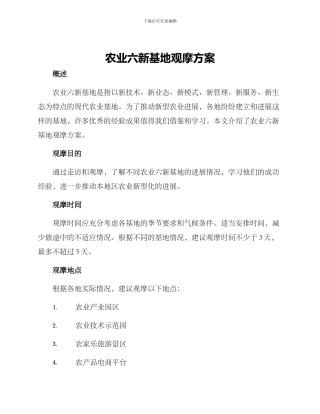 农业六新基地观摩方案