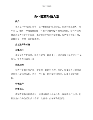 农业番薯种植方案