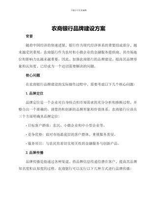 农商银行品牌建设方案