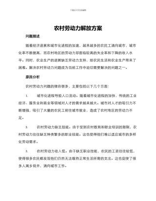 农村劳动力解放方案