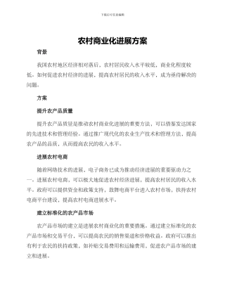 农村商业化发展方案