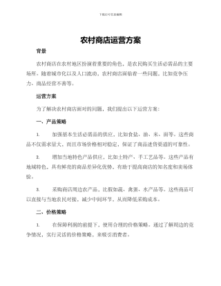 农村商店运营方案