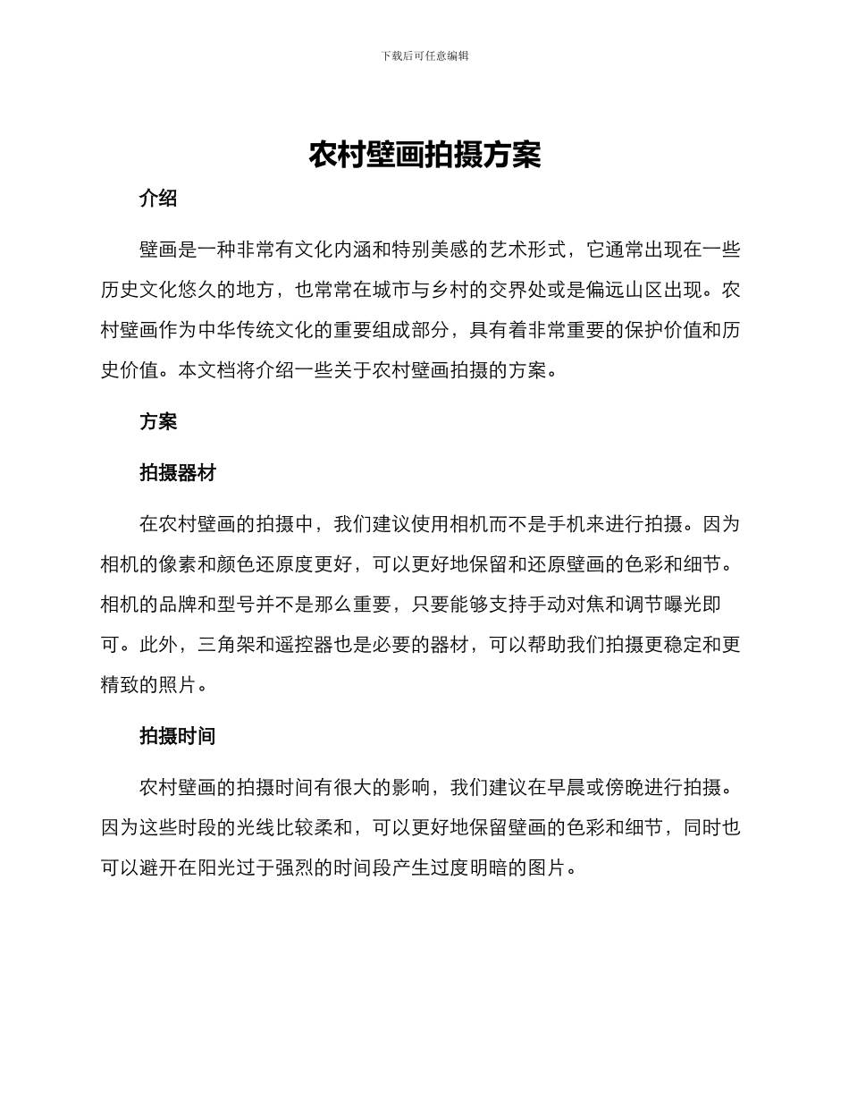 农村壁画拍摄方案_第1页