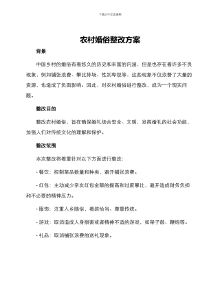 农村婚俗整改方案