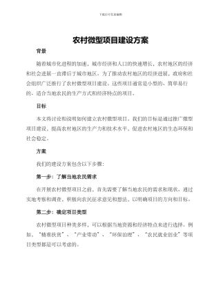 农村微型项目建设方案