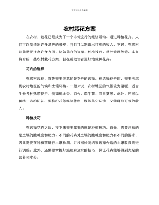 农村栽花方案
