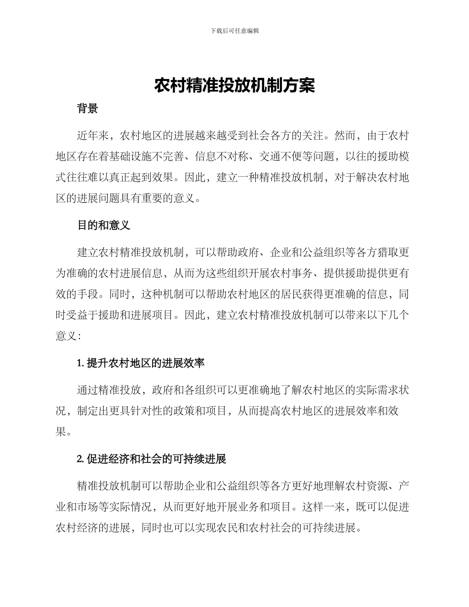 农村精准投放机制方案_第1页