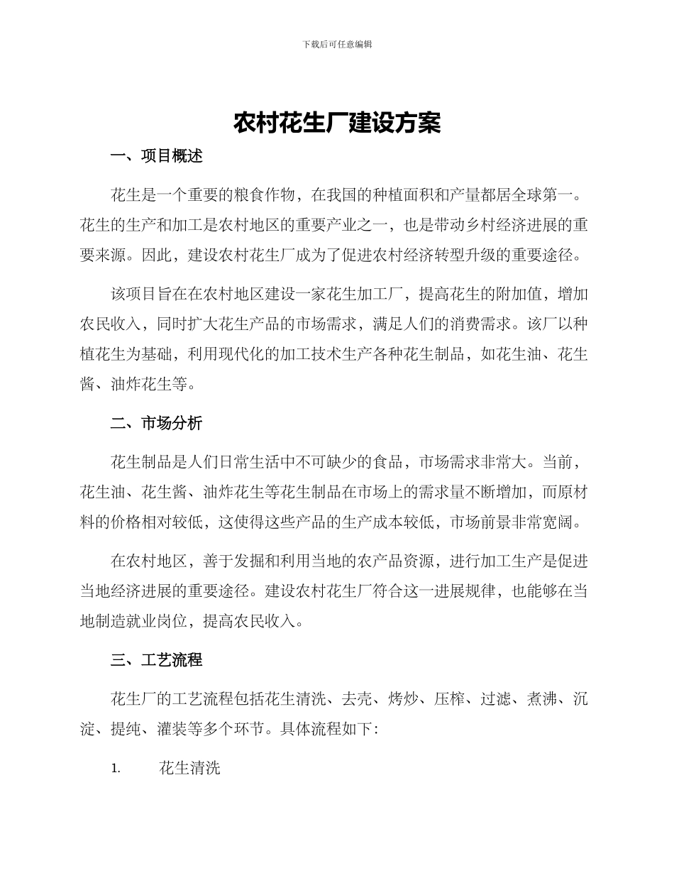 农村花生厂建设方案_第1页