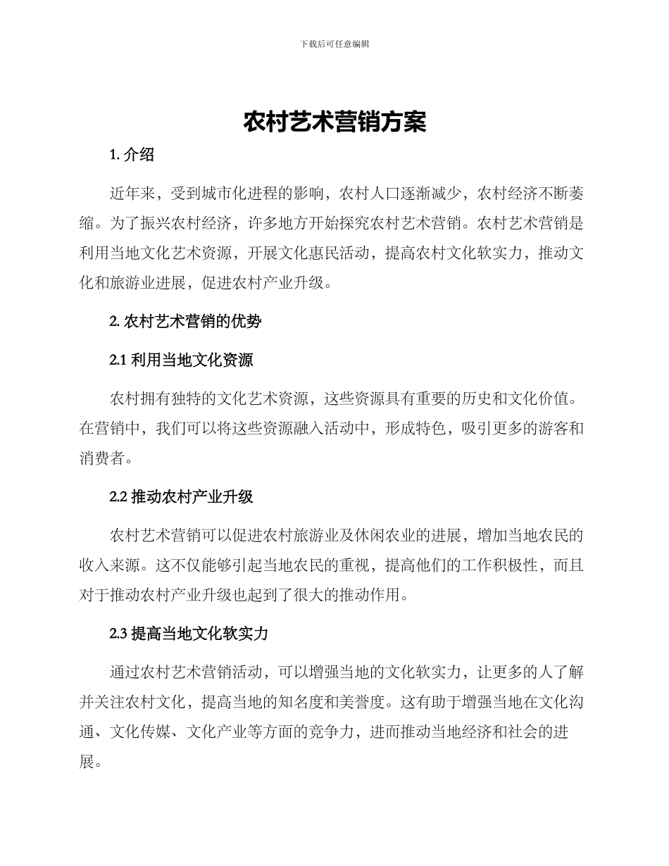 农村艺术营销方案_第1页
