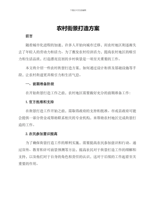 农村街景打造方案