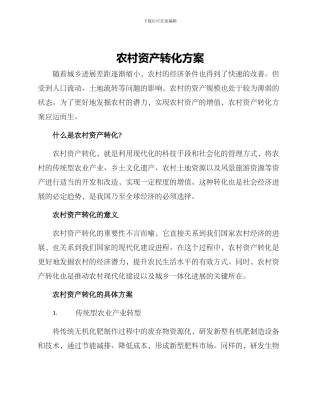 农村资产转化方案