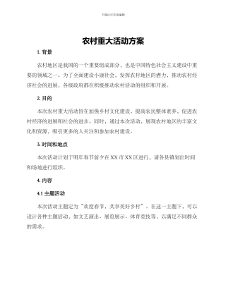 农村重大活动方案