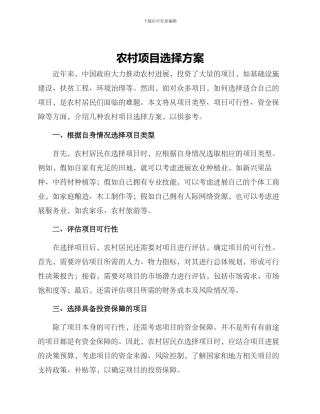 农村项目选择方案