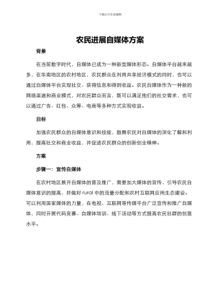 农民发展自媒体方案