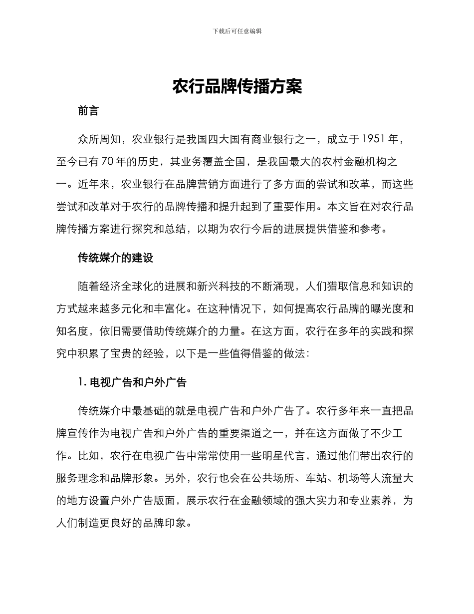 农行品牌传播方案_第1页