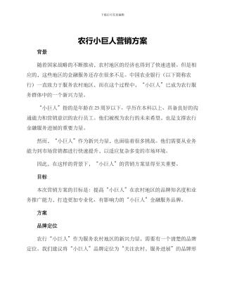 农行小巨人营销方案