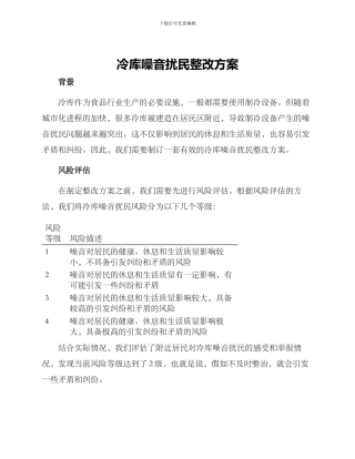 冷库噪音扰民整改方案