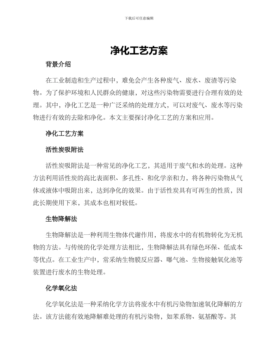 净化工艺方案_第1页