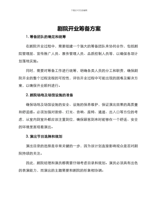 剧院开业筹备方案