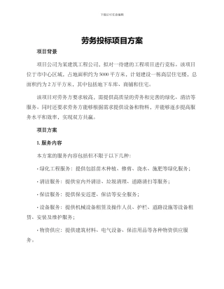 劳务投标项目方案
