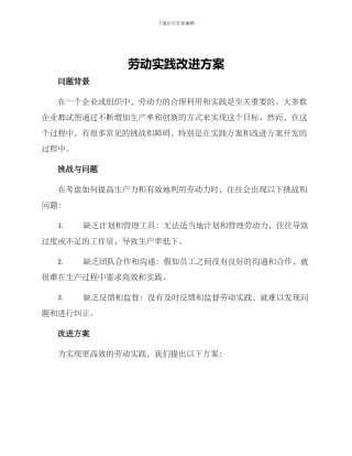 劳动实践改进方案