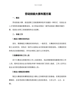 劳动技能大赛布置方案