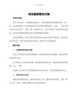 劳动监察整改方案