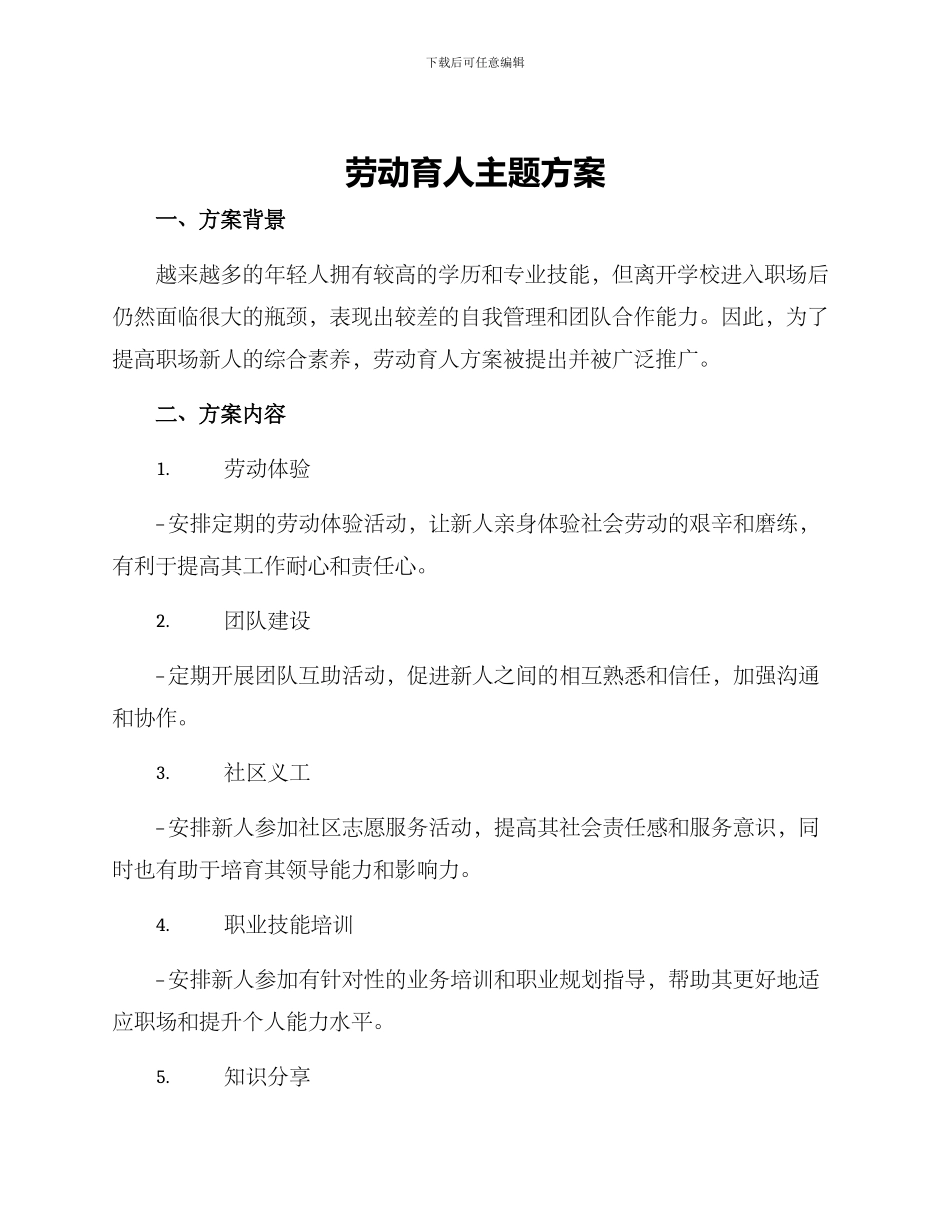 劳动育人主题方案_第1页
