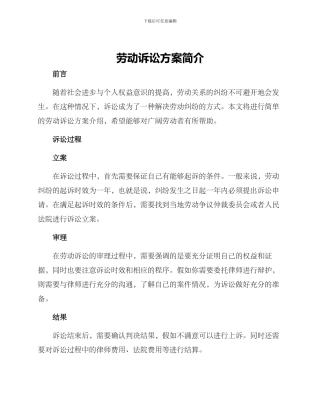 劳动诉讼方案简单