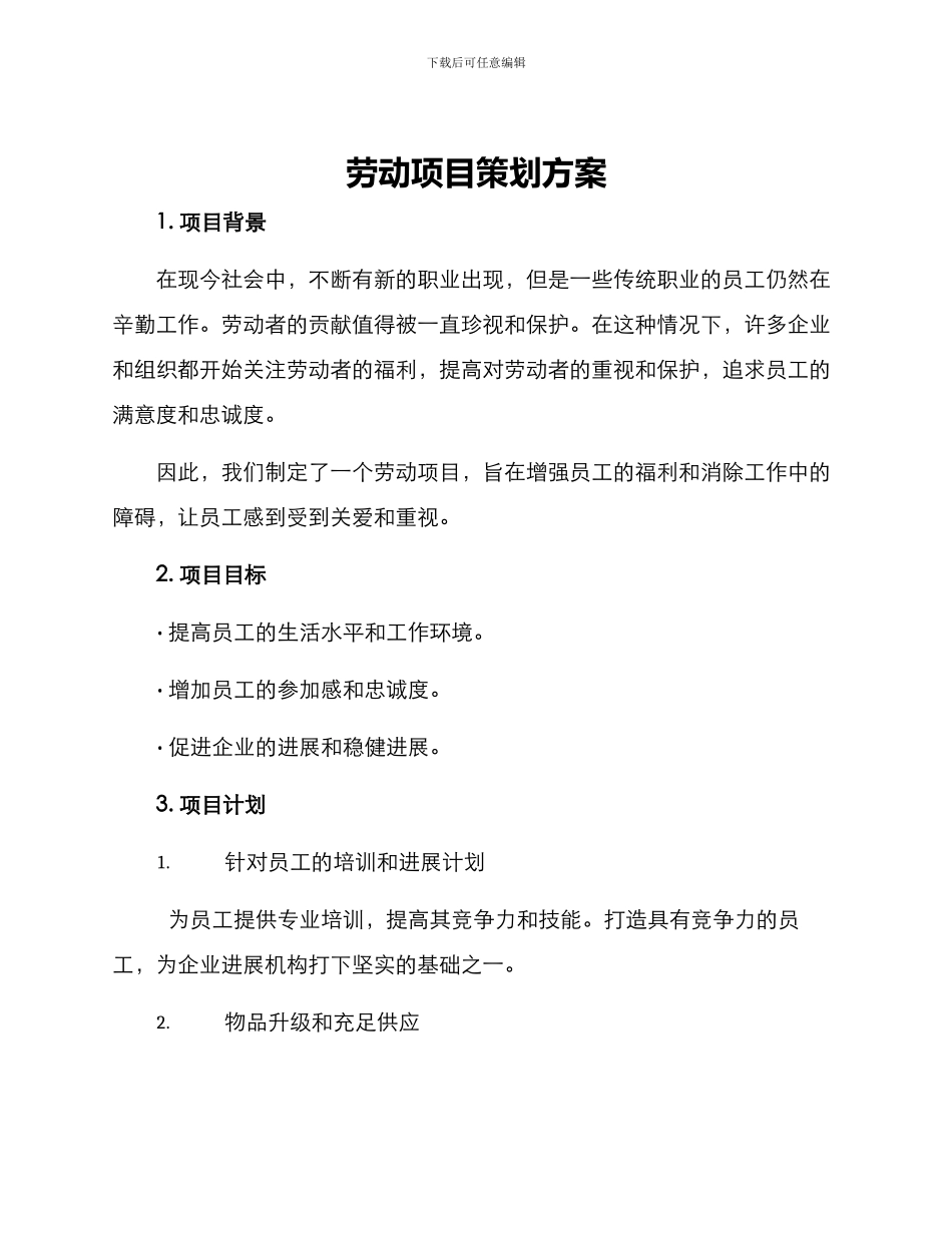 劳动项目策划方案_第1页