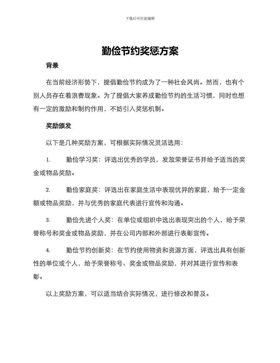 勤俭节约奖惩方案_第1页