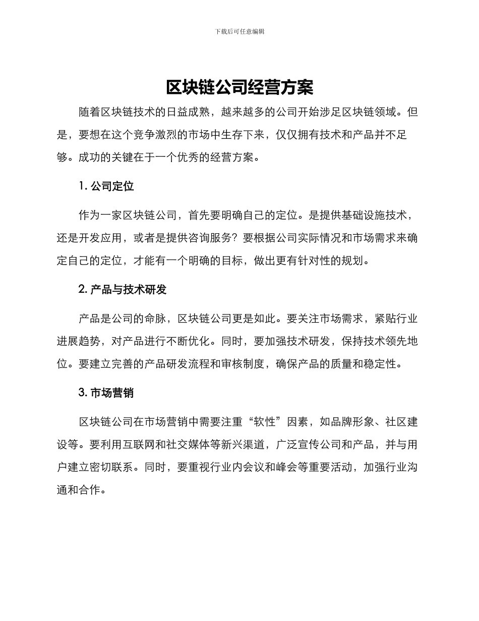 区块链公司经营方案_第1页