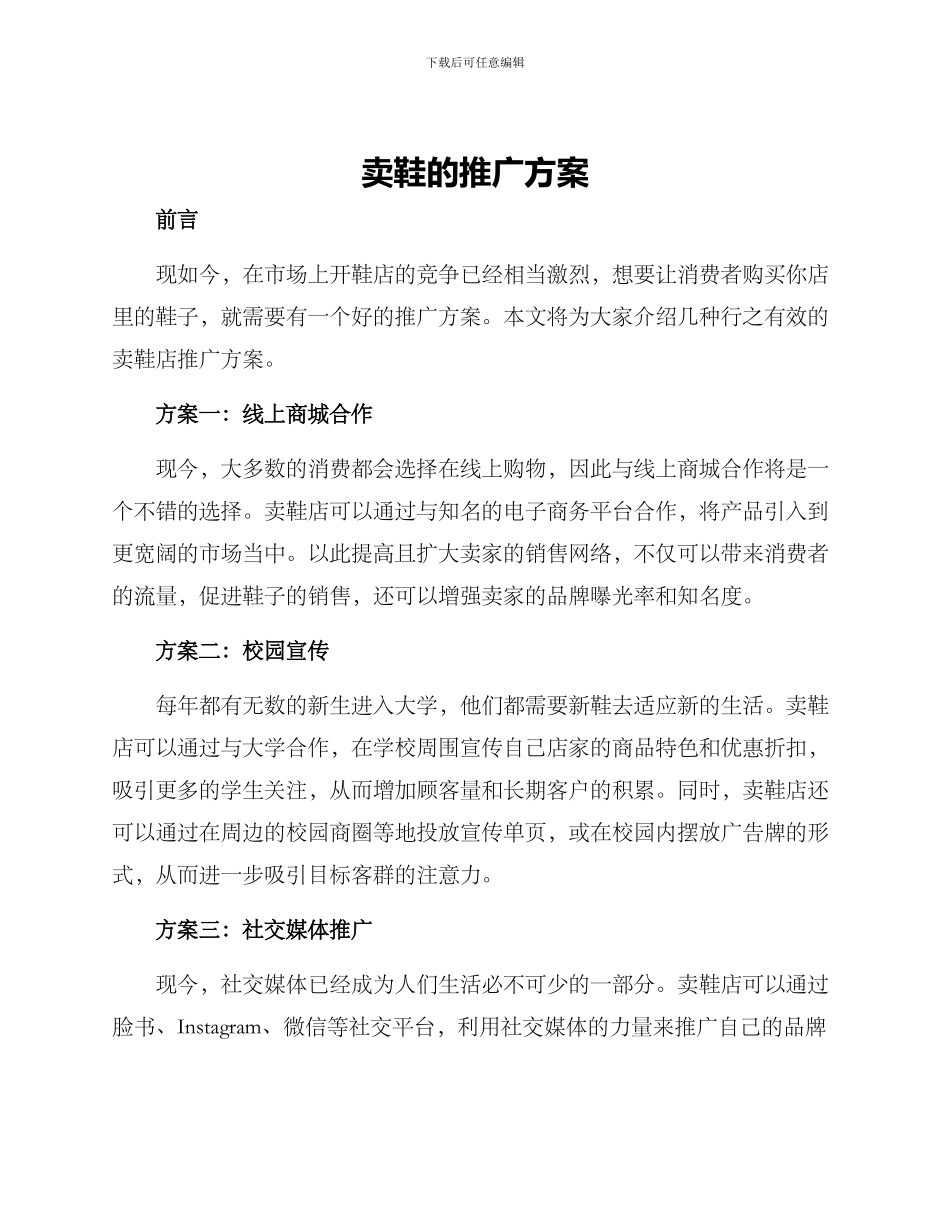 卖鞋的推广方案_第1页
