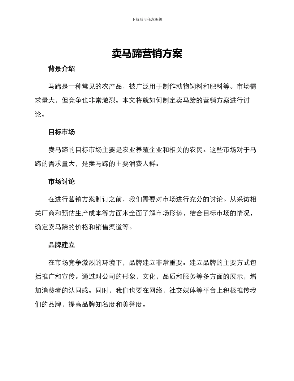 卖马蹄营销方案_第1页
