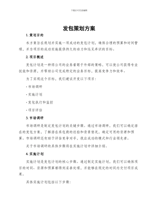 发包策划方案