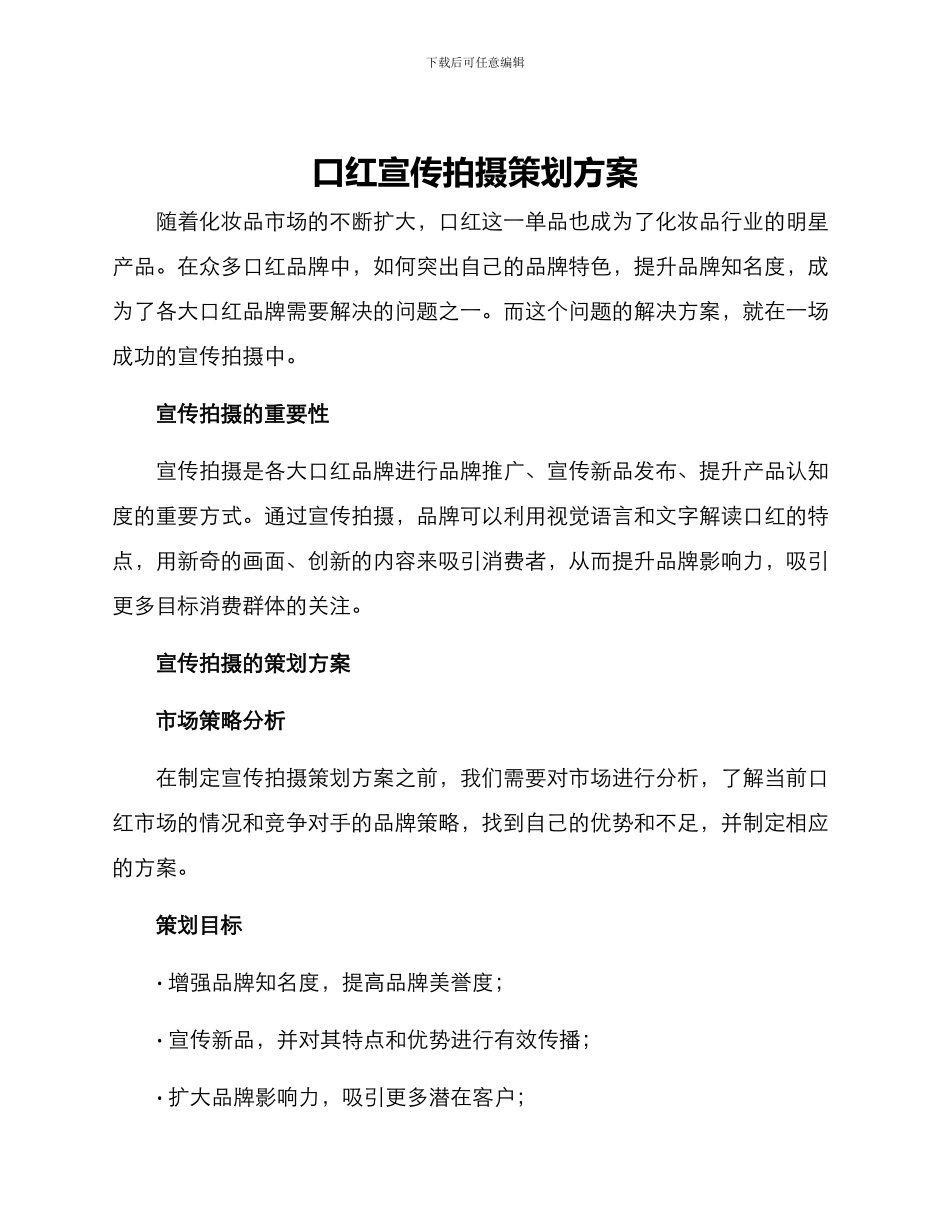 口红宣传拍摄策划方案_第1页