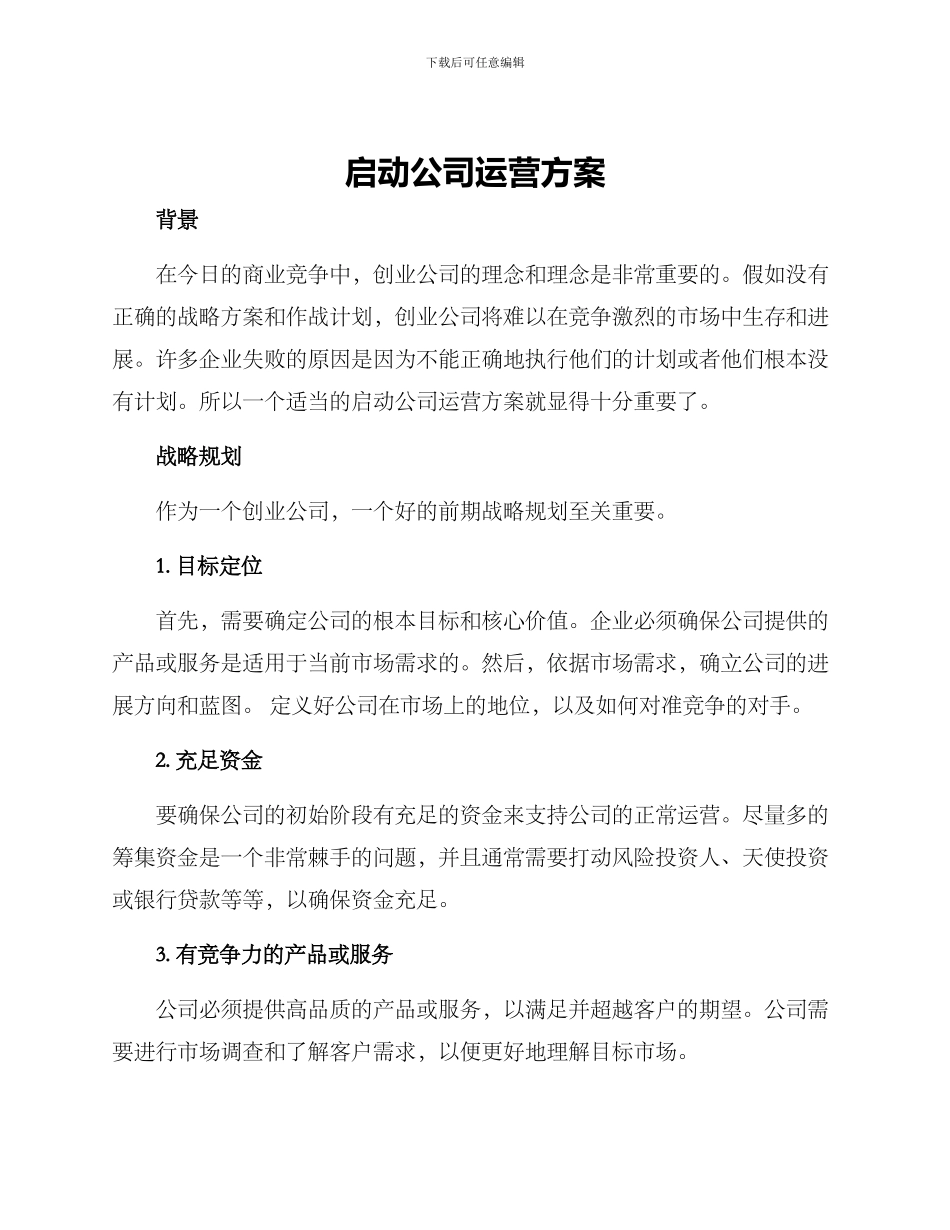 启动公司运营方案_第1页
