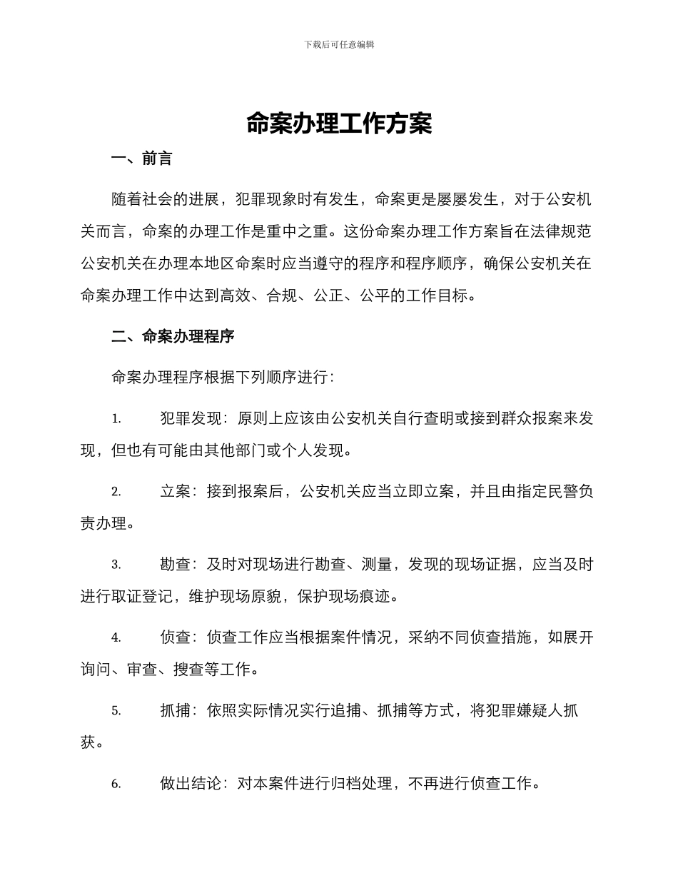 命案办理工作方案_第1页