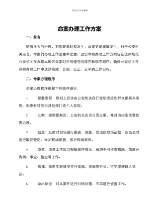 命案办理工作方案