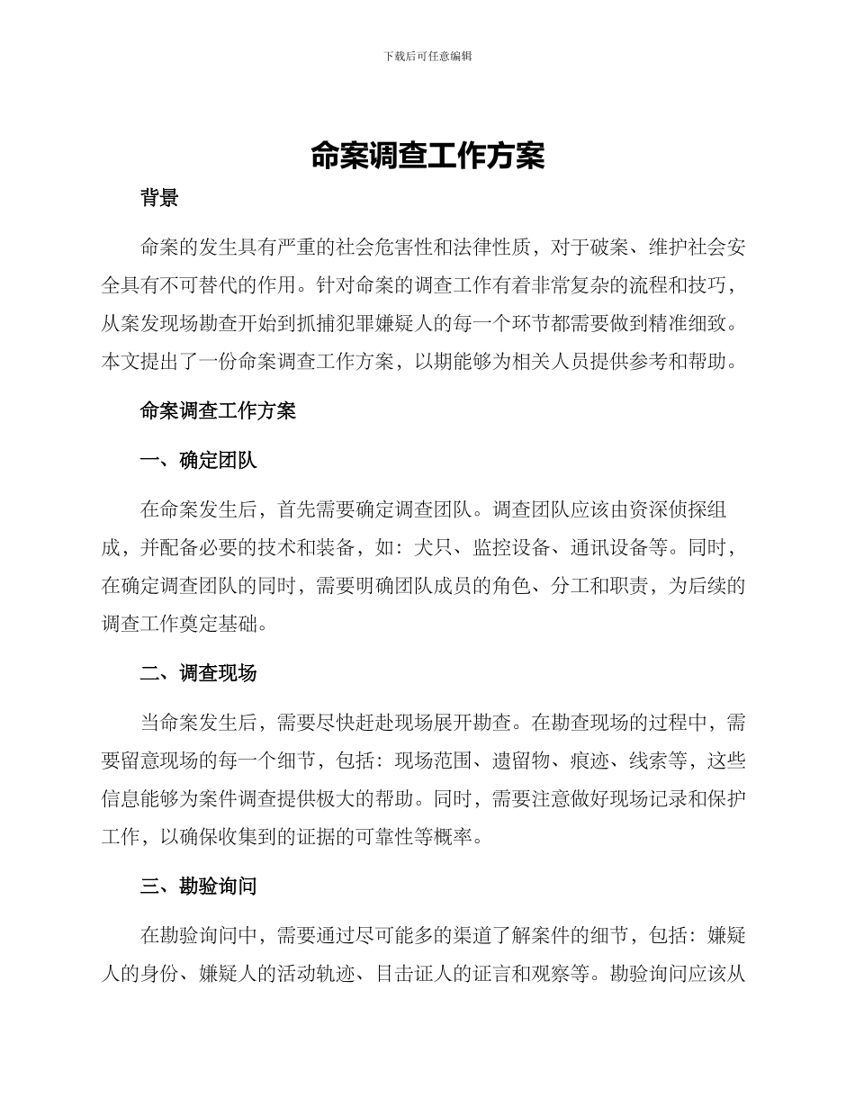 命案调查工作方案_第1页