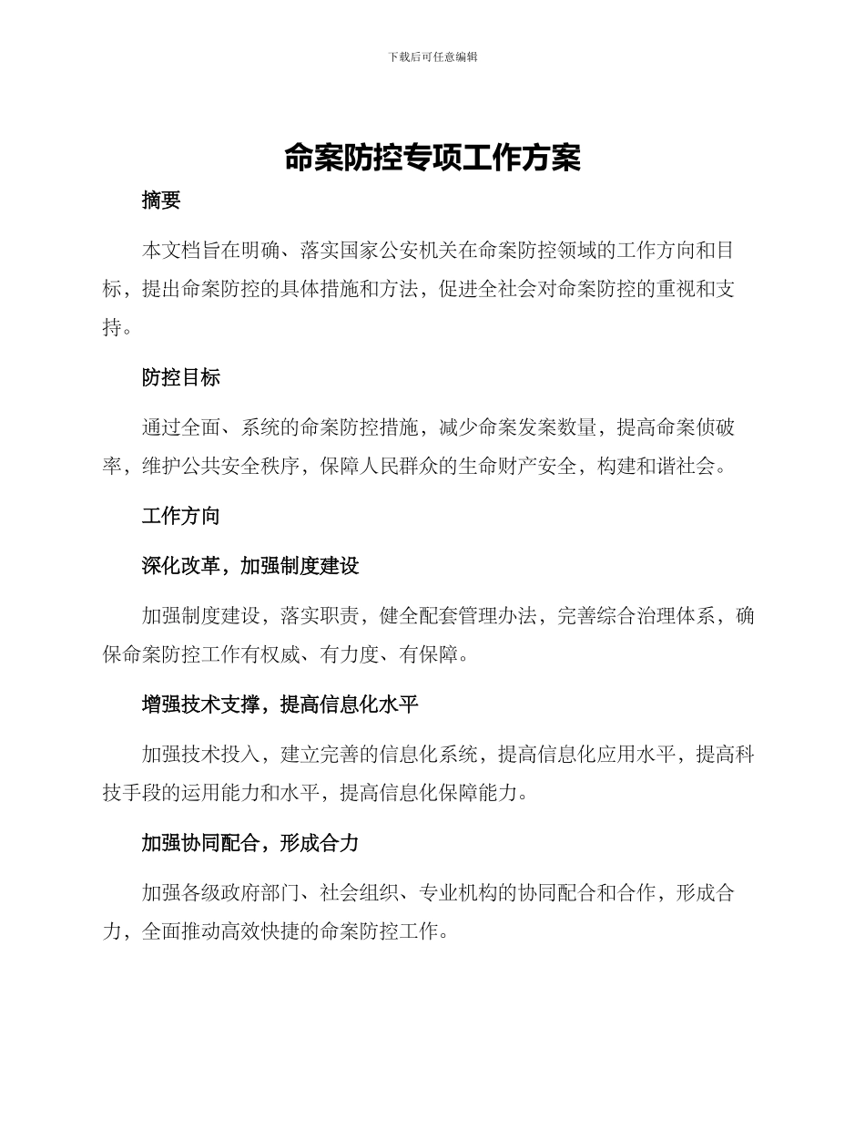 命案防控专项工作方案_第1页